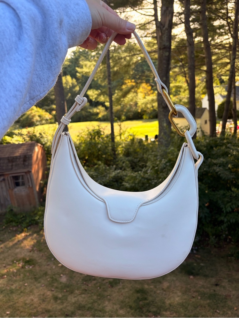 Madison West Crescent Shoulder Bag with Gold-Tone Accent